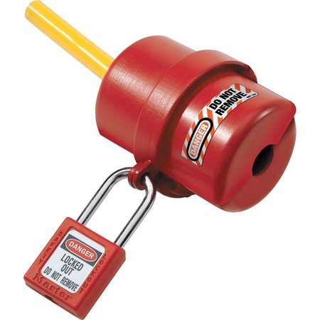 MASTER LOCK Electrical Plug Lockout, Circular 240/120 Volt Plug, Red MLK487